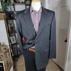 Hart Schaffner Marx Men's Sport Coat Blazer Two Button‎ Charcoal Gray Wool 43L